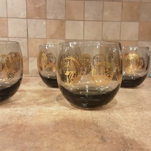 Vintage roly poly roman coin glasses set of 6